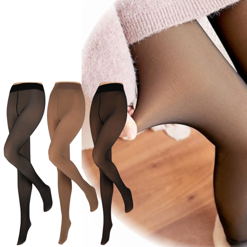 De Heat Essentials Gevoerde Fleece Panty in de drie verschillende kleuren zwart/huidskleur, bruin/huidskleur en grijs/huidskleur