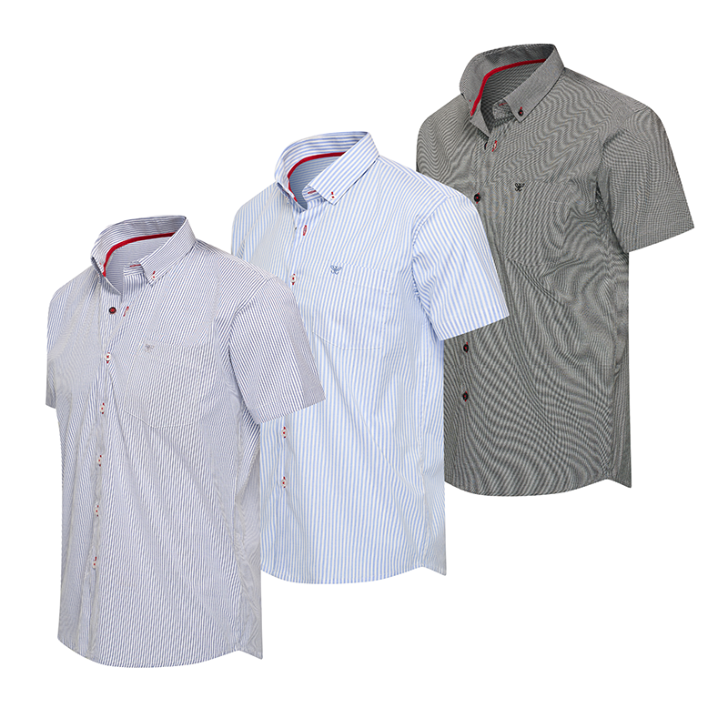 Het Cappuccino Gestreept Overhemd Korte Mouw Bronte is verkrijgbaar in 3 kleuren.