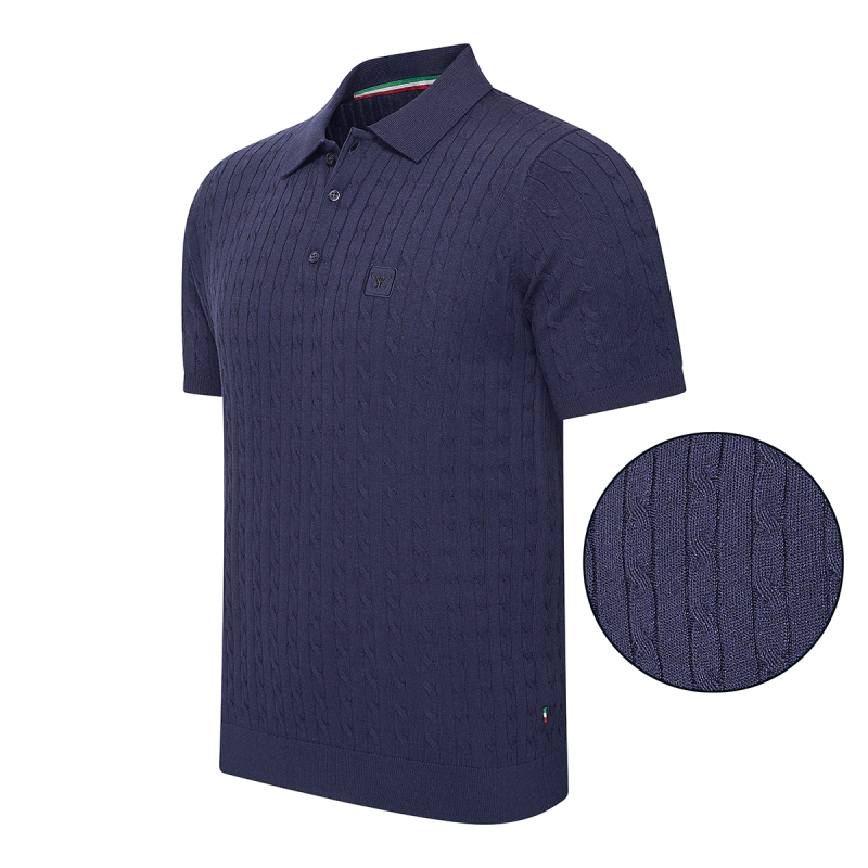 Cappuccino Gebreide Polo Caorle in navy. Cappuccino Gebreide Polo Caorle in navy.