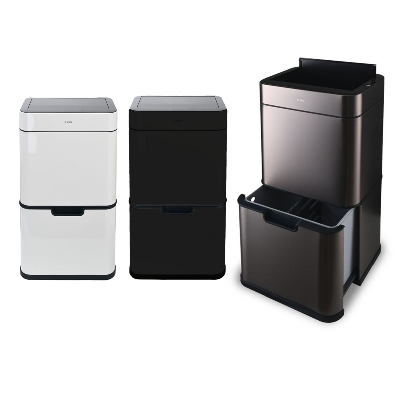 De FlinQ Senzaro Sensor Prullenbak 60 liter is verkrijgbaar in 3 kleuren. De FlinQ Senzaro Sensor Prullenbak 60 liter is verkrijgbaar in 3 kleuren.