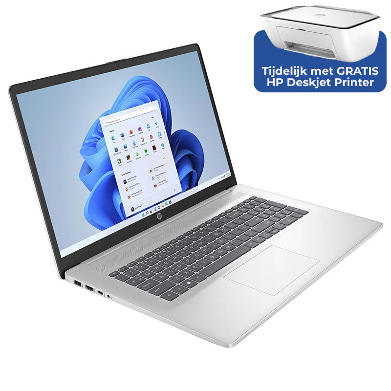 De HP 17-cn3955nd Laptop wordt tijdelijk geleverd met gratis HP Deskjet Printer. 