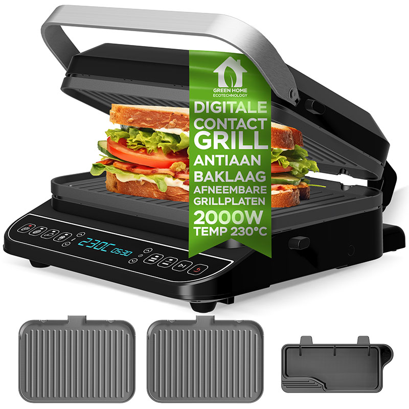 De TurboTronic TT-CG900 Slimme Digitale Contactgrill. De TurboTronic TT-CG900 Slimme Digitale Contactgrill.