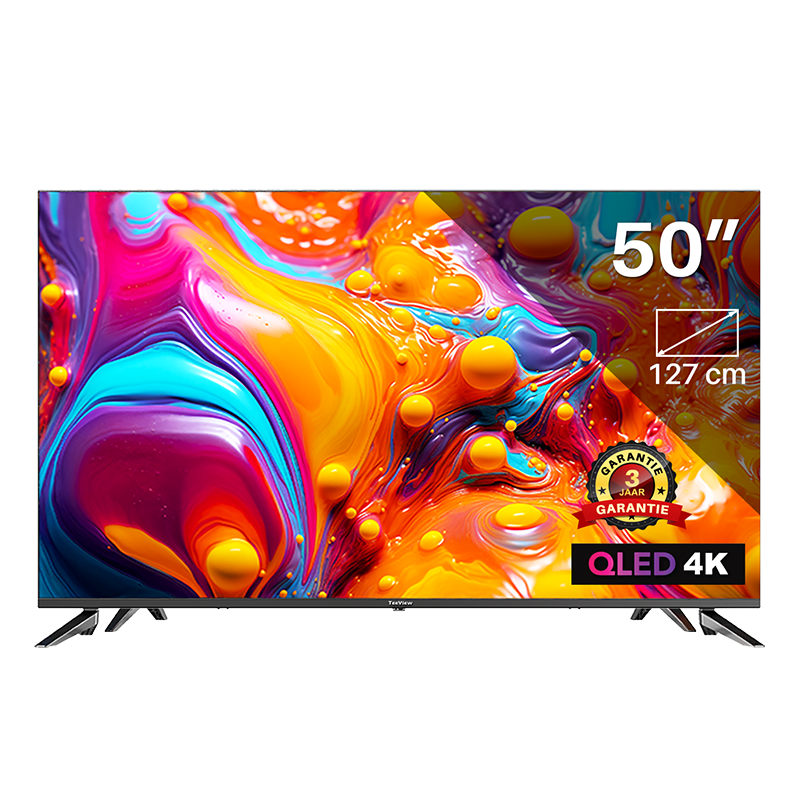 TeeView TV50QQG-EU 50 inch 4K QLED TV met functies.