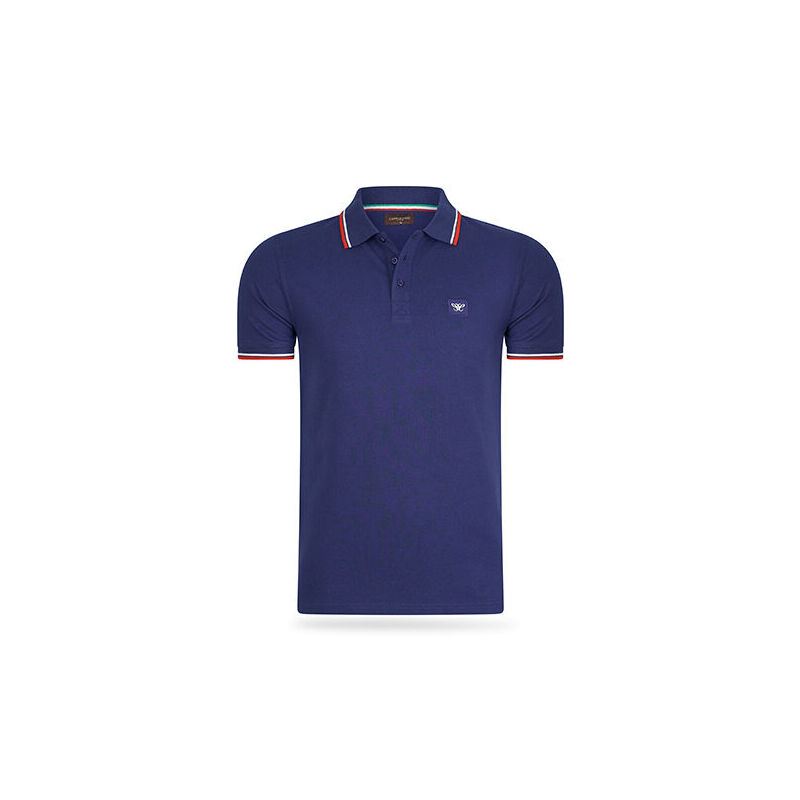 De Cappuccino Polo Applique Pique in de kleur navy. 