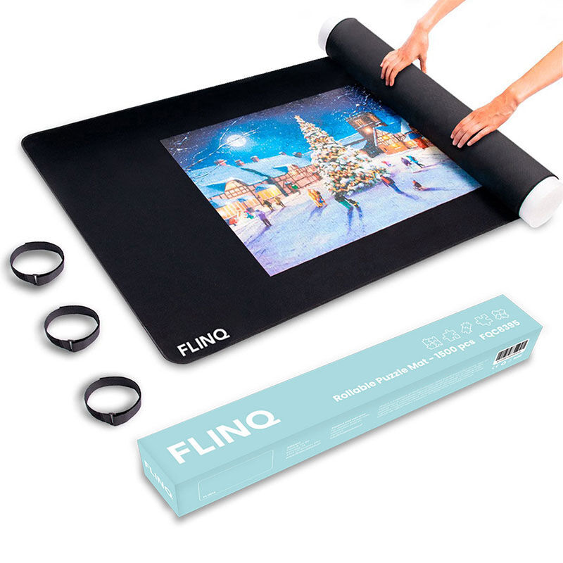 De oprolbare puzzelmat in actie.
