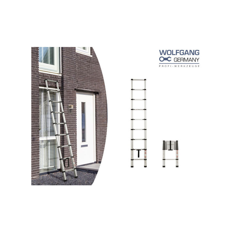 De Wolfgang Telescopische Ladder is verkrijgbaar in 2,64 m en 3,31 m. 