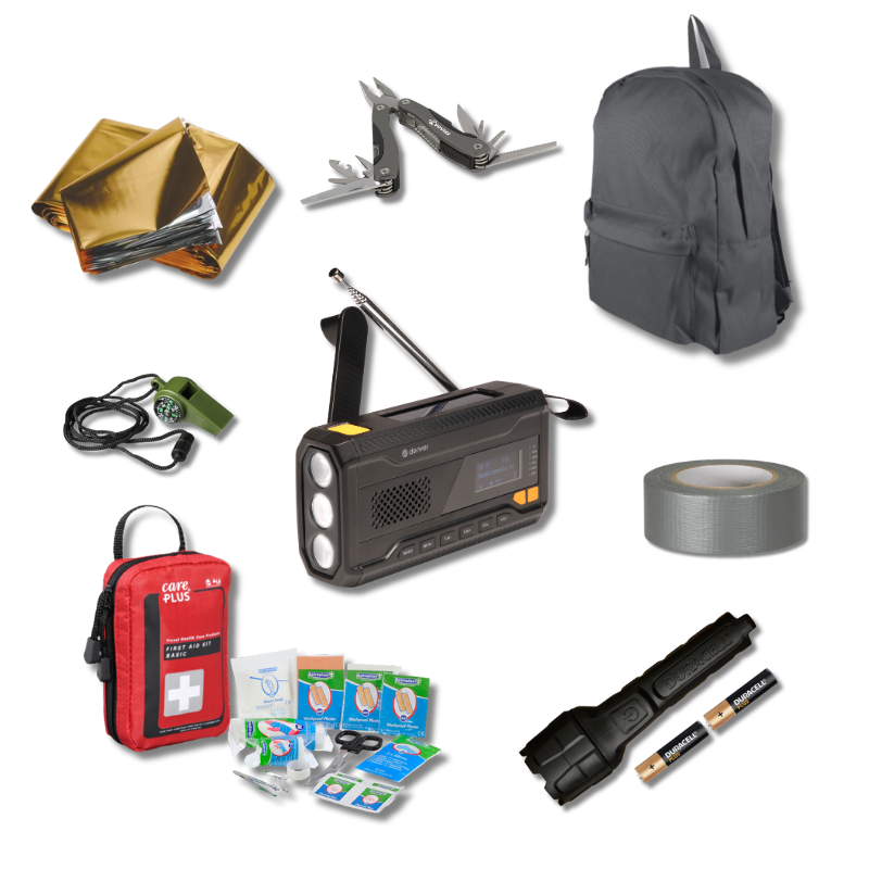 Het Essentieel Zelfvoorzienend Noodpakket bestaat uit meerdere producten om 72 uur zelfredzaam te zijn. 