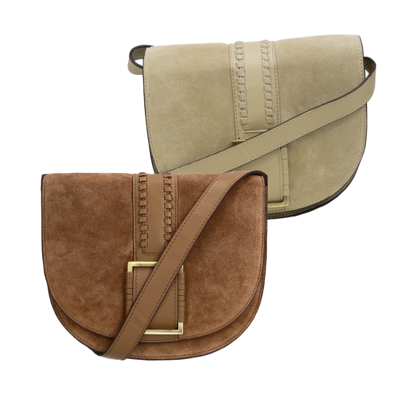 DSTRCT Suède Dames Schoudertas in twee verschillende kleuren.