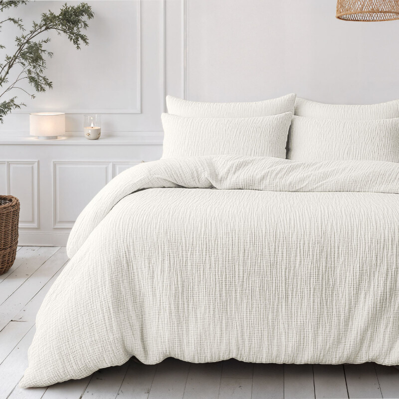 Sleeptime Lazy Dekbed Premium Mousseline Katoen in beige.