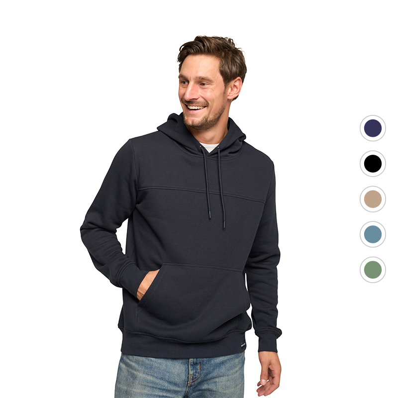 Mario Russo Torino Hoodie navy – moderne heren hoodie met buidelzak en capuchon, verkrijgbaar in meerdere kleuren.