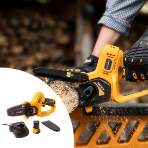 De Batavia Fixxpack 12V Nexxsaw Mini Kettingzaag met 2ah Accu en Snellader.