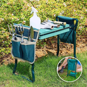 Het FlinQ Opvouwbaar Tuinkrukje met Gereedschapsvakken.