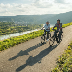 Fietsen tussen kastelen en wijngaarden aan de rijn bij Koblenz