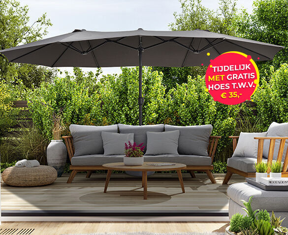 909 Outdoor Dubbele Parasol met Hoes
